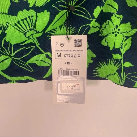 Zara One Shoulder Floral Print Jacquard Crop Top Size Medium NWT - Picture 4 of 5